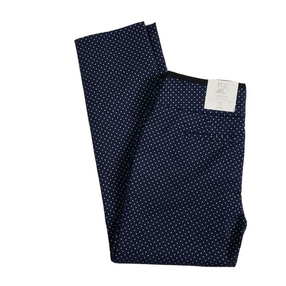 Roz & Ali Womens Pants Size 2 Avg Ankle Blue White Polka Dot Classic Fit Pockets - Picture 3 of 12
